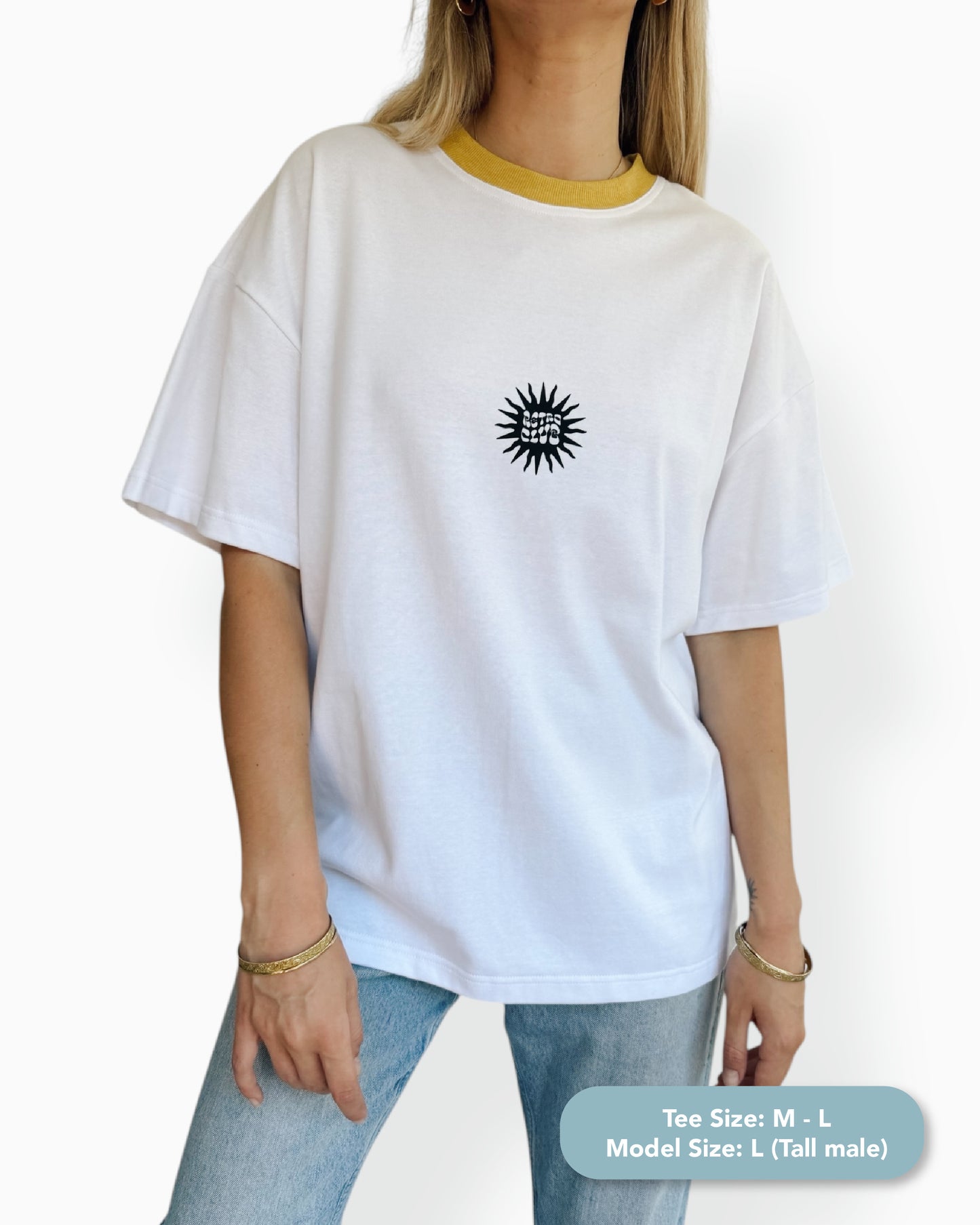 RC Sun - Unisex Short White Tee (Mustard Crew)