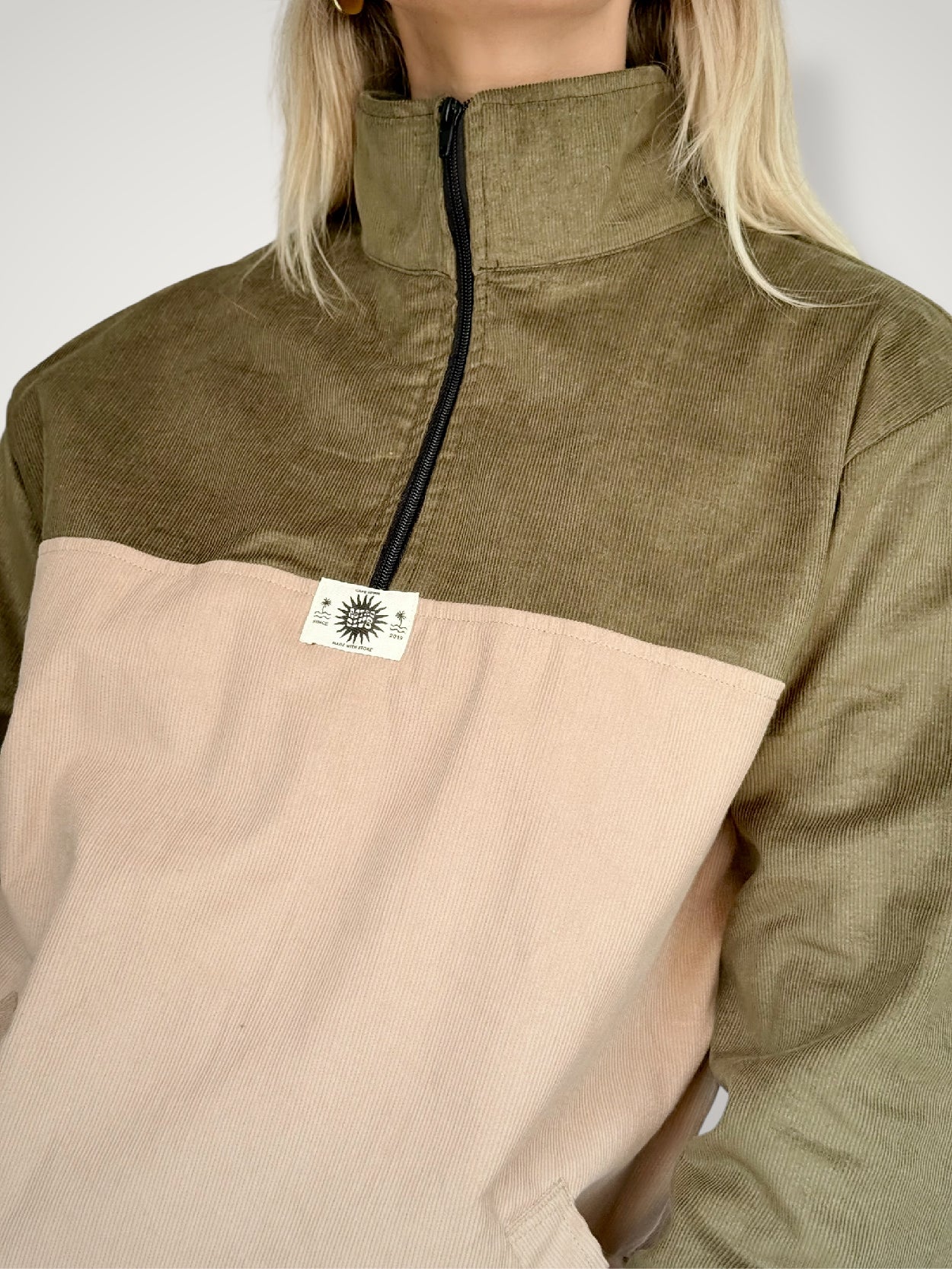 Dusk Corduroy Quarter-zip (Olive)