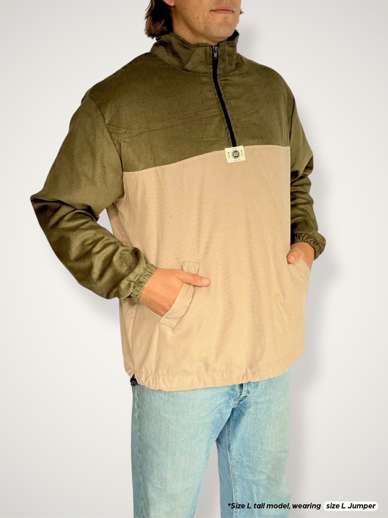 Dusk Corduroy Quarter-zip (Olive)