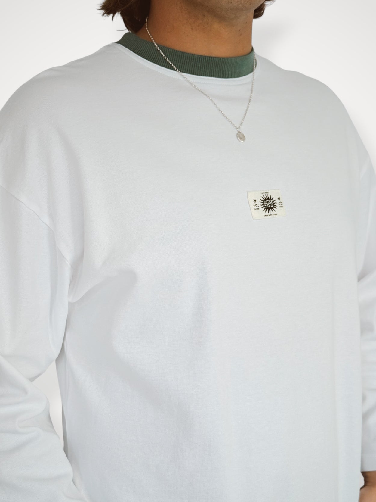 Unisex Classic White Long Tee (Sage Collar)