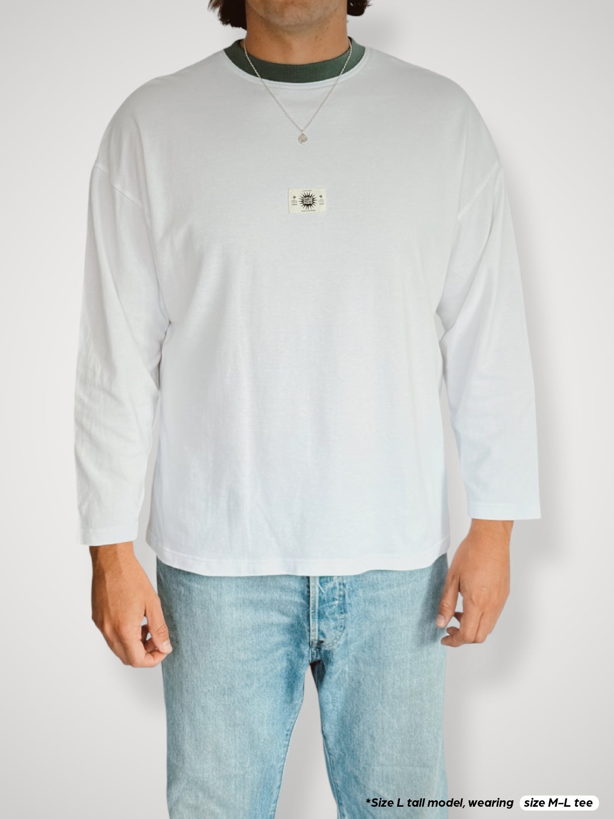 Unisex Classic White Long Tee (Sage Collar)