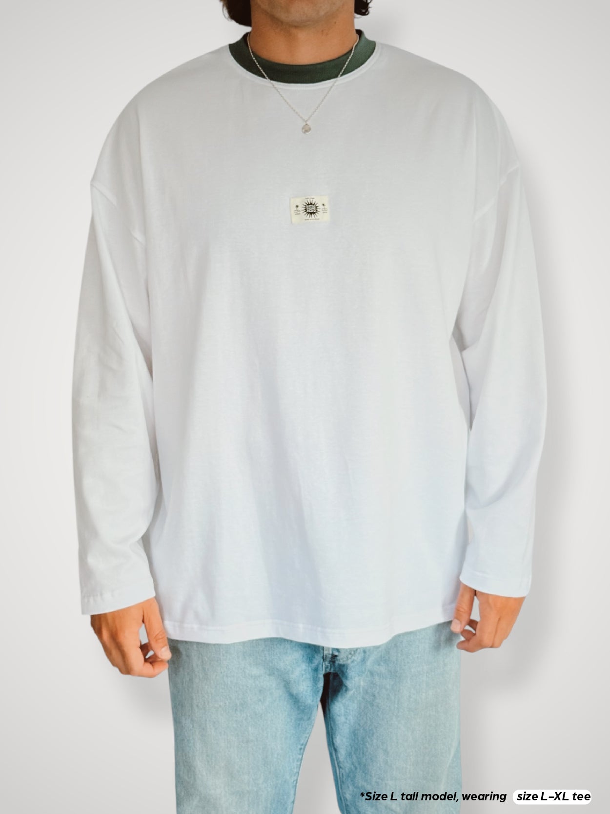 Unisex Classic White Long Tee (Sage Collar)