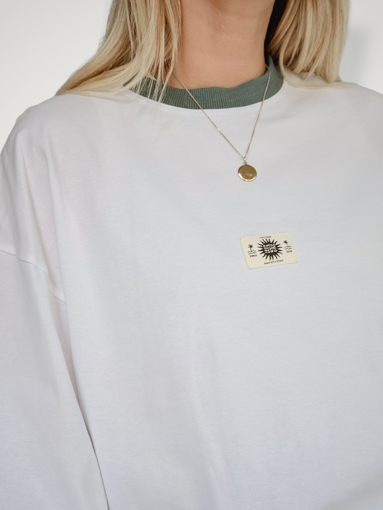 Unisex Classic White Long Tee (Sage Collar)