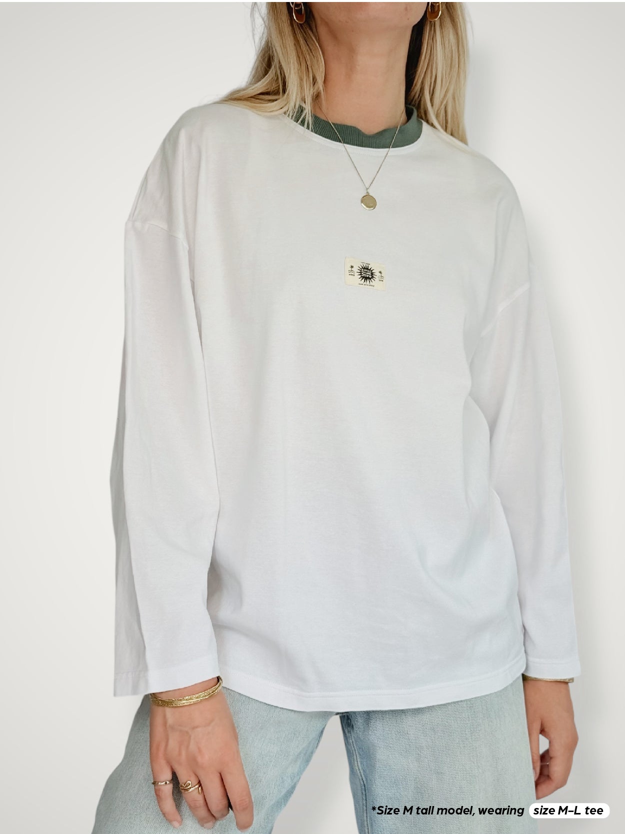 Unisex Classic White Long Tee (Sage Collar)