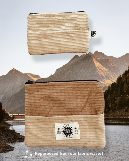 Zero Waste Pouch Set - Cream & Camel Corduroy