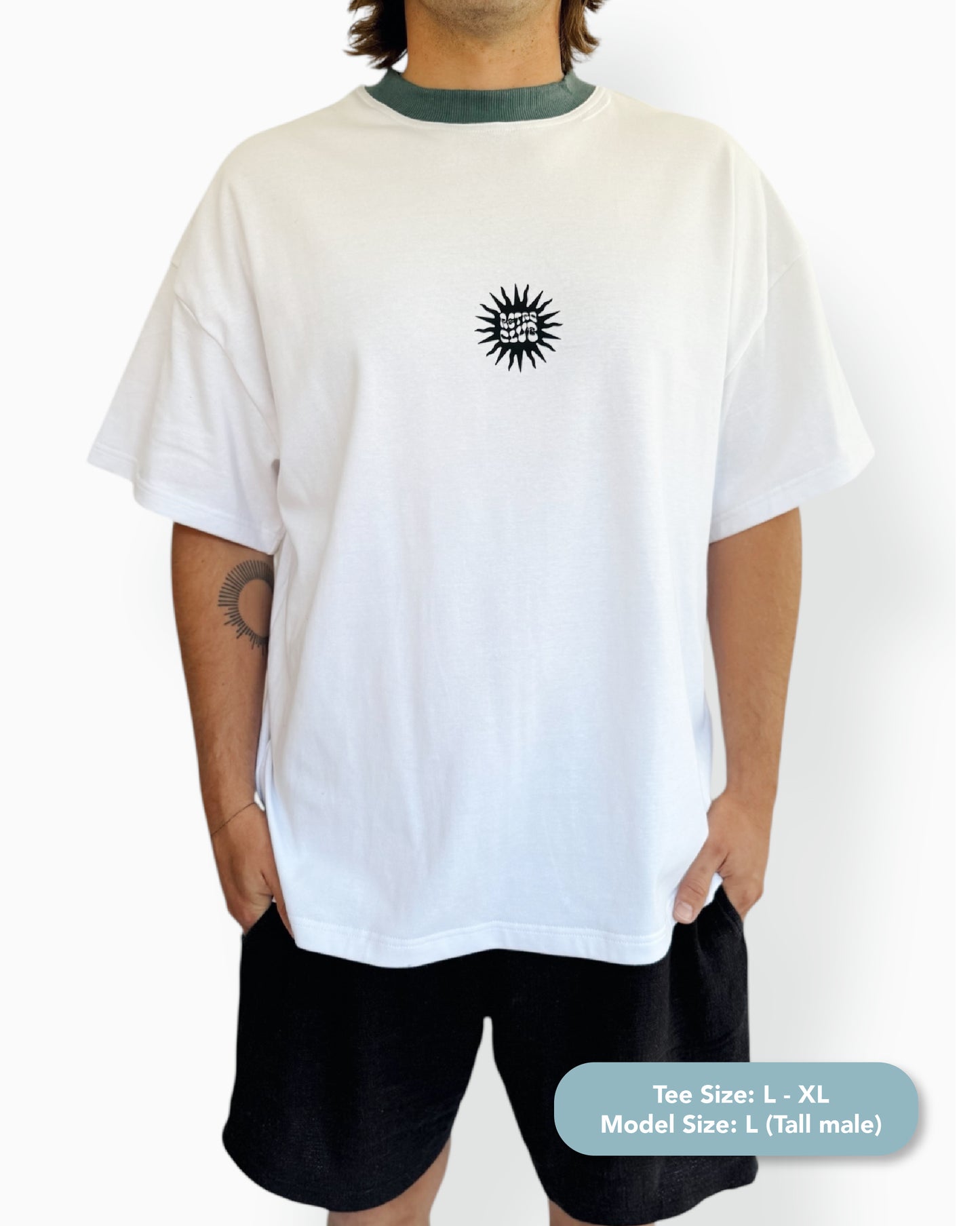 RC Sun - Unisex Short White Tee (Sage Crew)