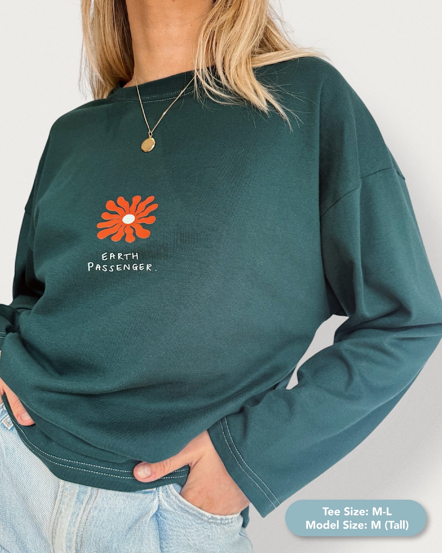 Unisex "Earth Passenger" Long Tee (Teal)