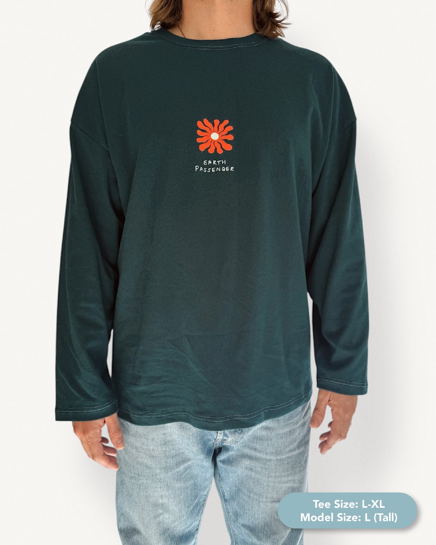 Unisex "Earth Passenger" Long Tee (Teal)