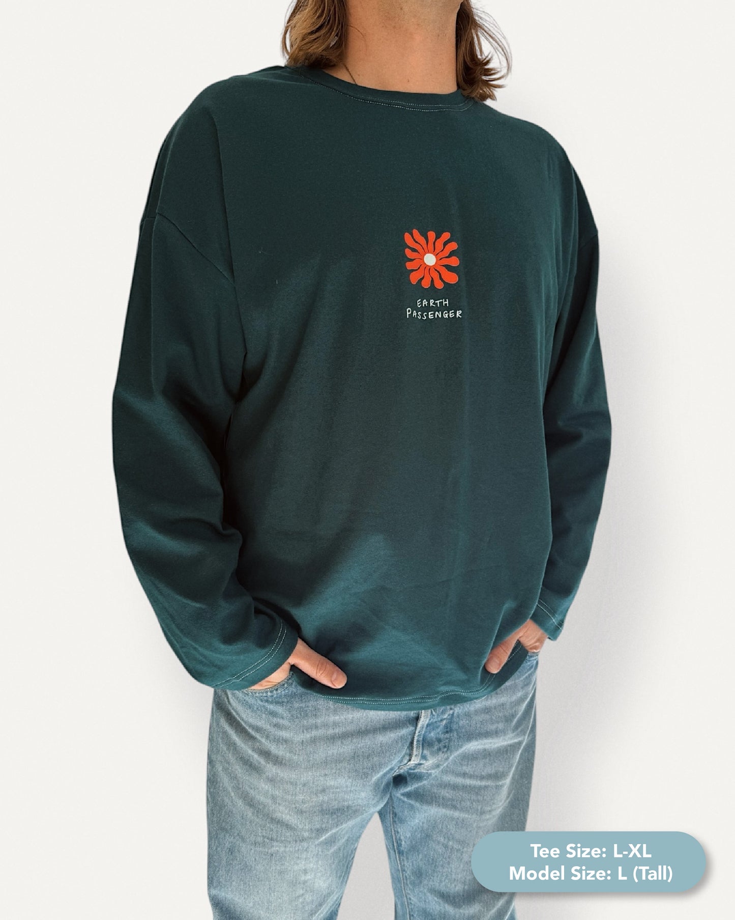 Unisex "Earth Passenger" Long Tee (Teal)