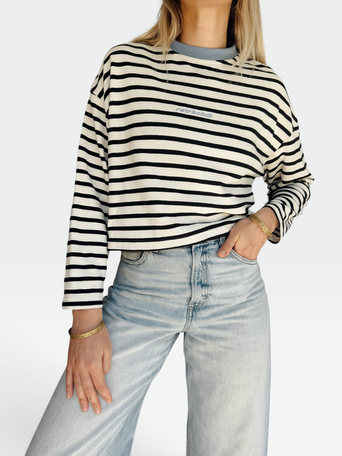 Unisex Crop Stripe Longsleeve Tee