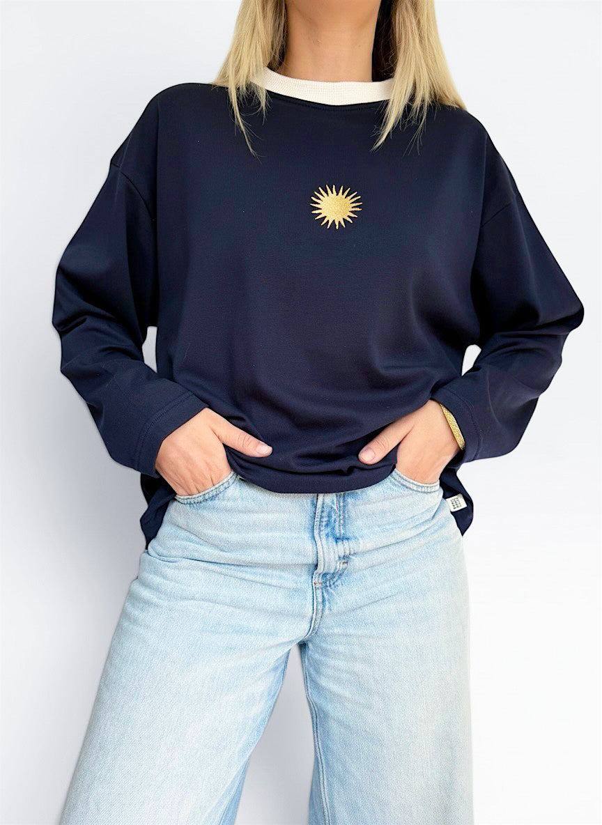 Unisex Sunburst Long Tee (Navy)