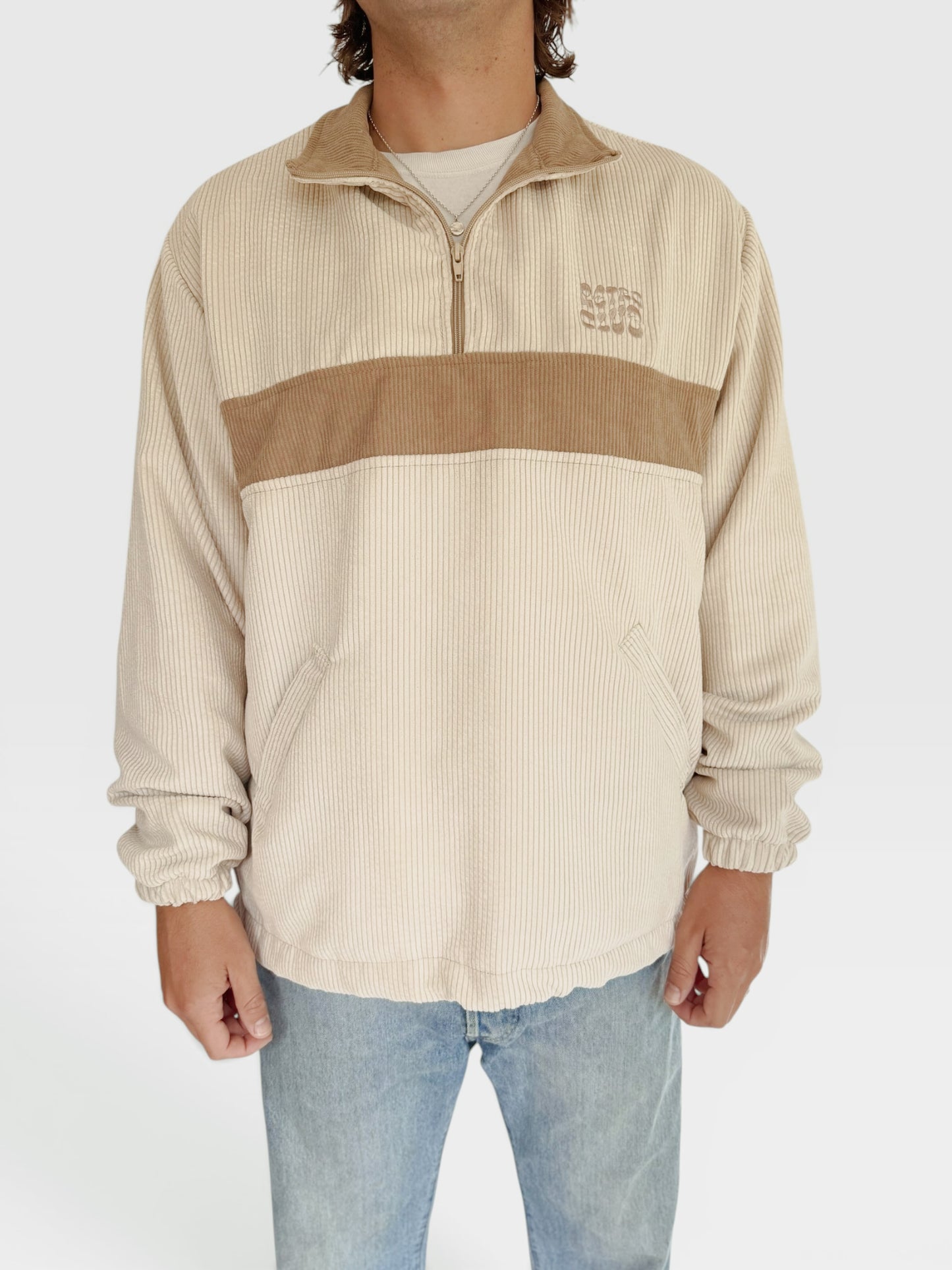 Retro Quarter-zip (Ivory & Beige)