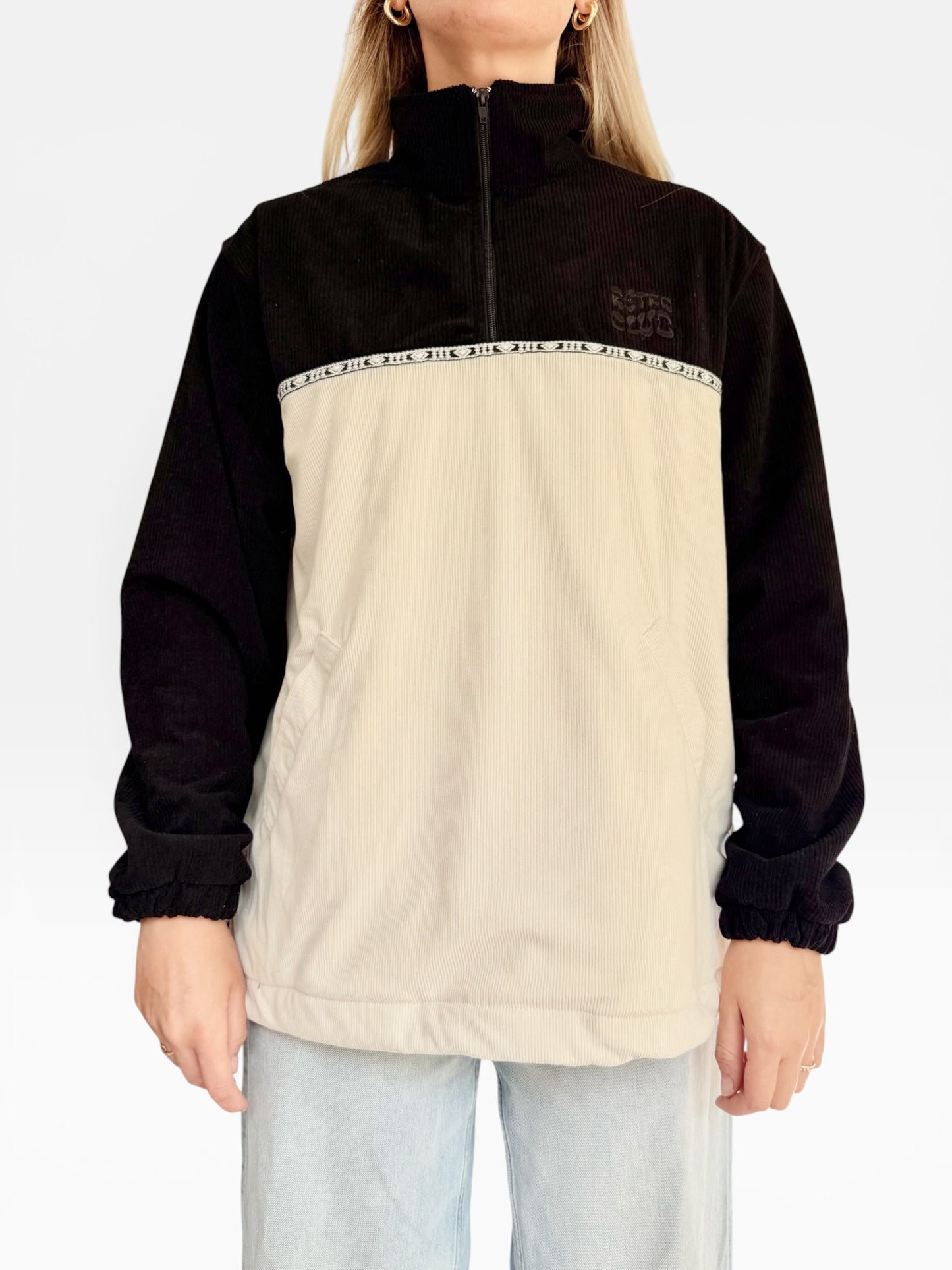 LIMITED EDITION: Dawn Corduroy Quarter-zip (Black Polar Fleece)