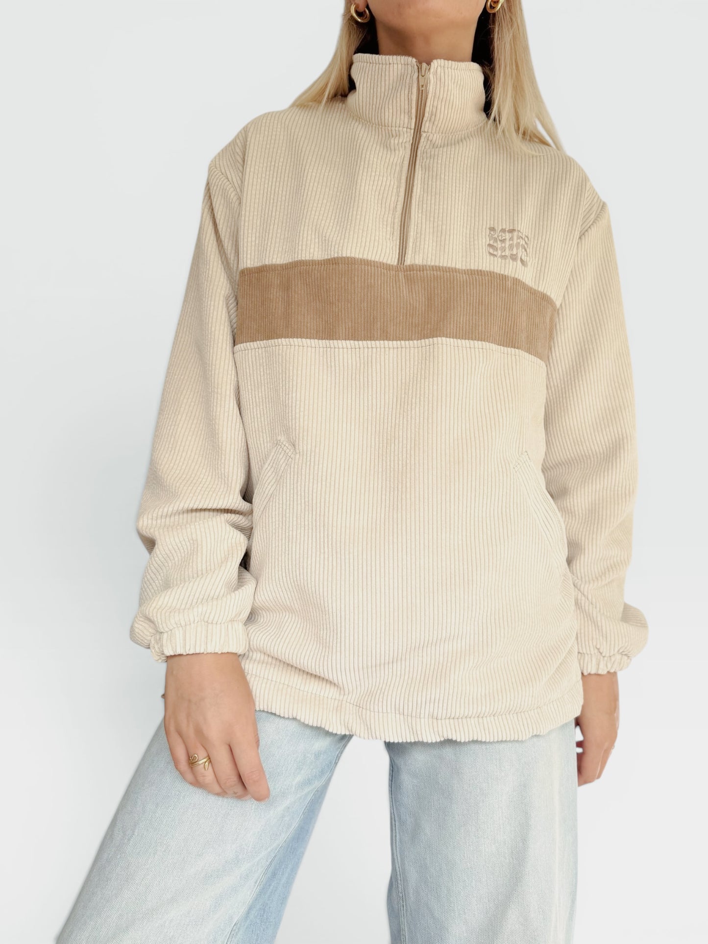Retro Quarter-zip (Ivory & Beige)