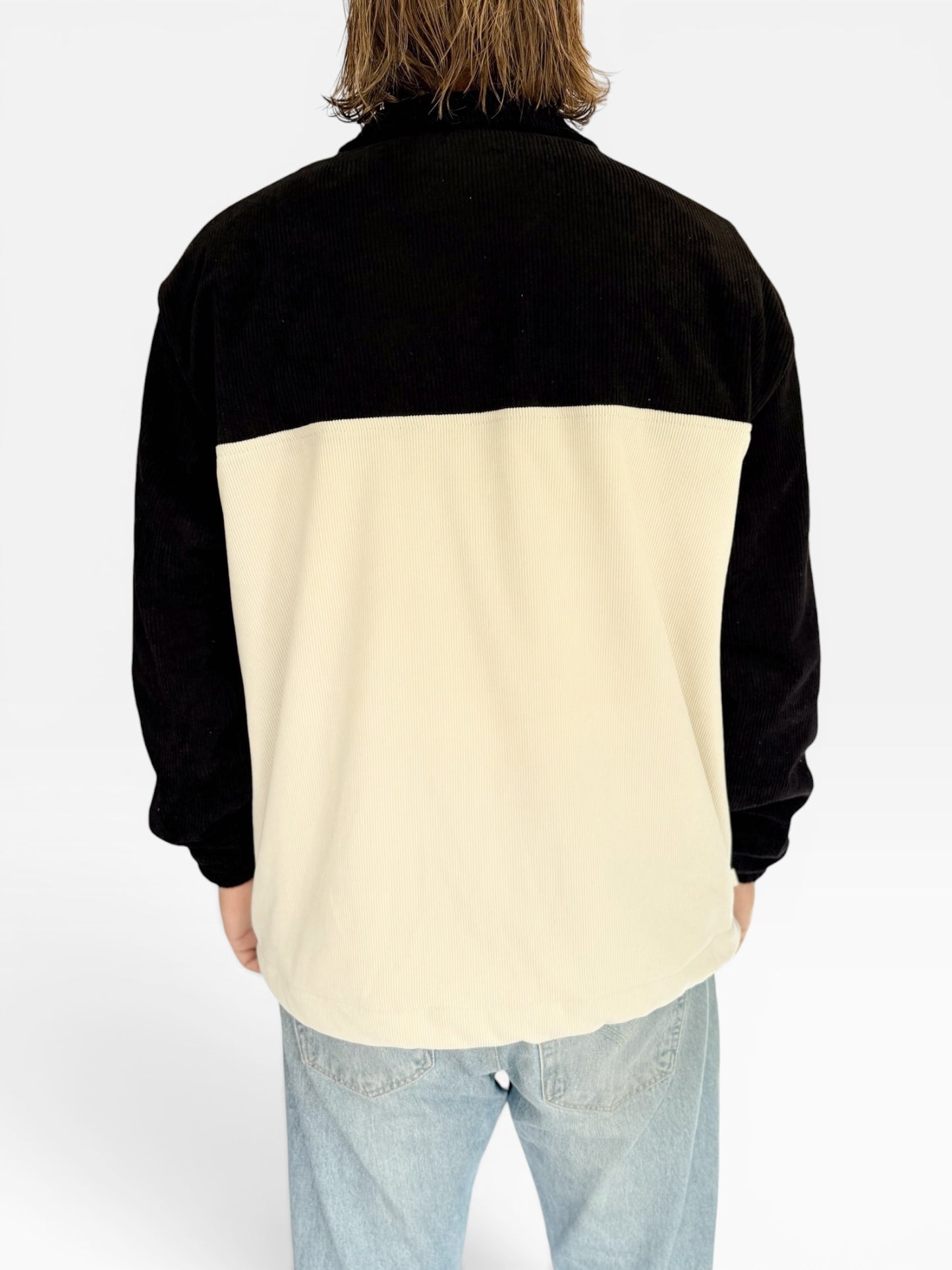 LIMITED EDITION: Dawn Corduroy Quarter-zip (Black Polar Fleece)