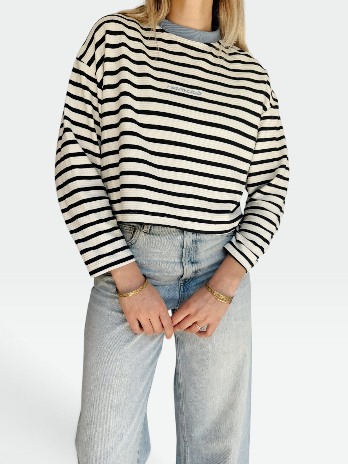 Unisex Crop Stripe Longsleeve Tee