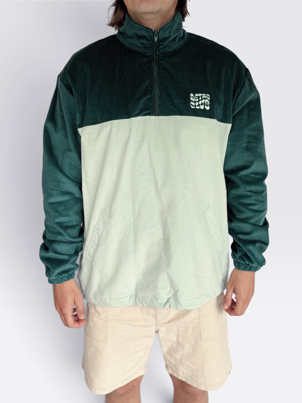 Dawn Corduroy Quarter-Zip (Teal)