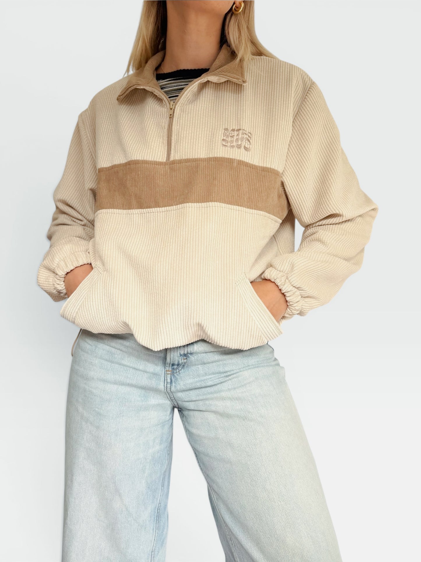 Retro Quarter-zip (Ivory & Beige)