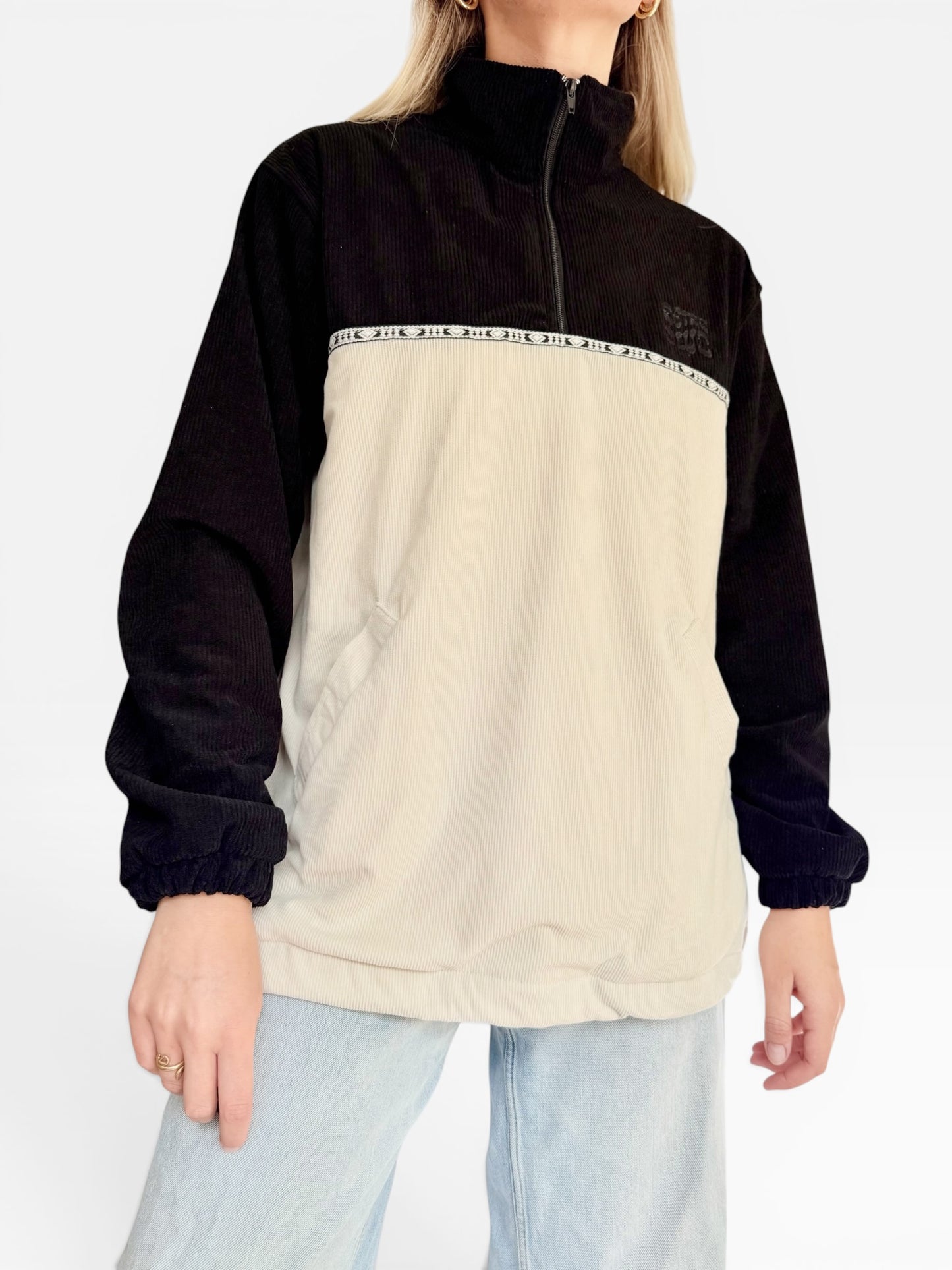 LIMITED EDITION: Dawn Corduroy Quarter-zip (Black Polar Fleece)