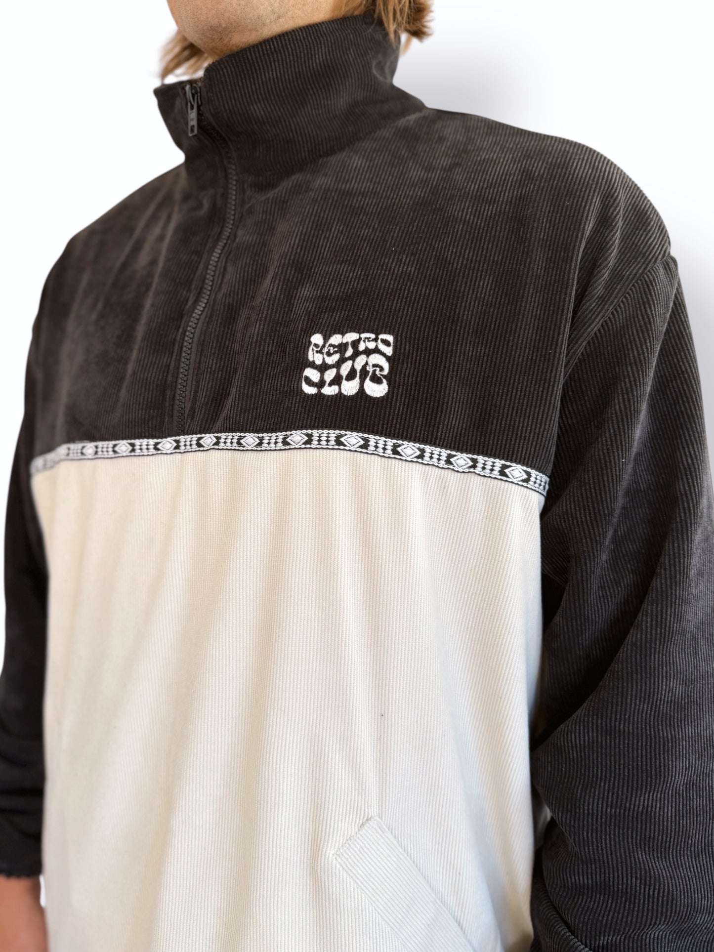 Dawn quarter zip - Black Corduroy