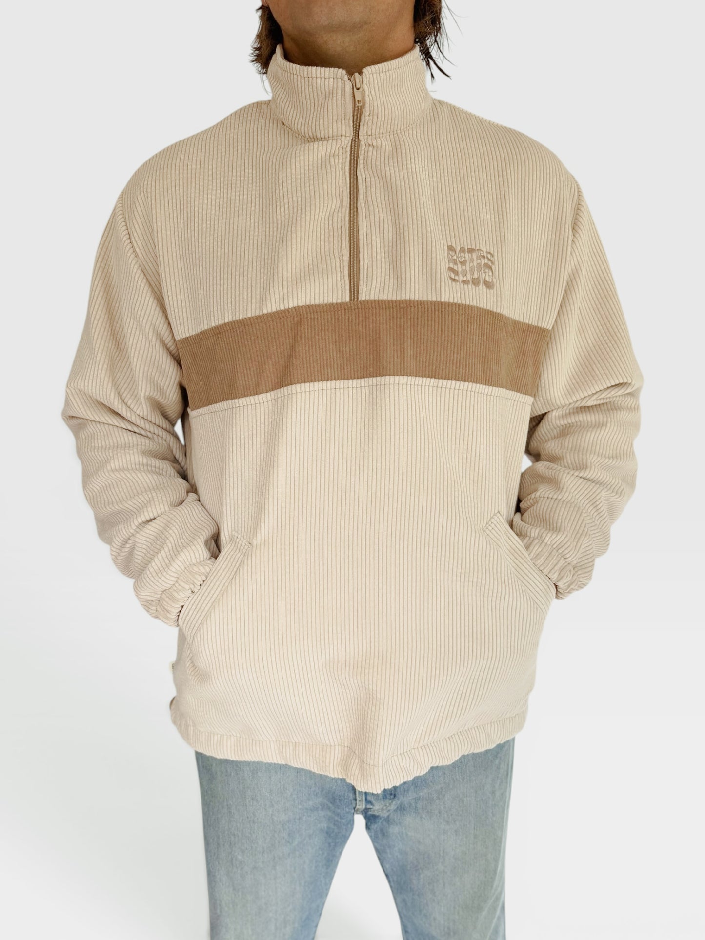 Retro Quarter-zip (Ivory & Beige)