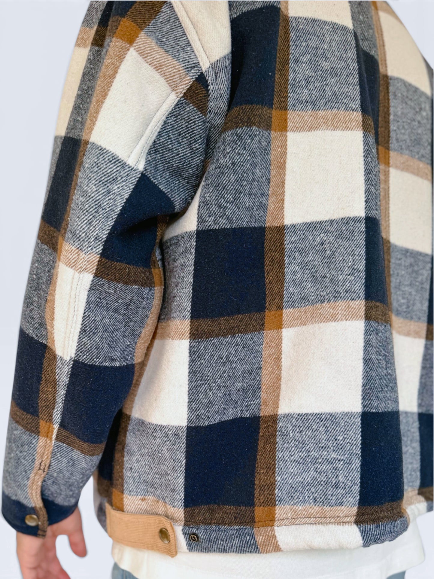 Workers Jacket (Navy Plaid Sherpa)