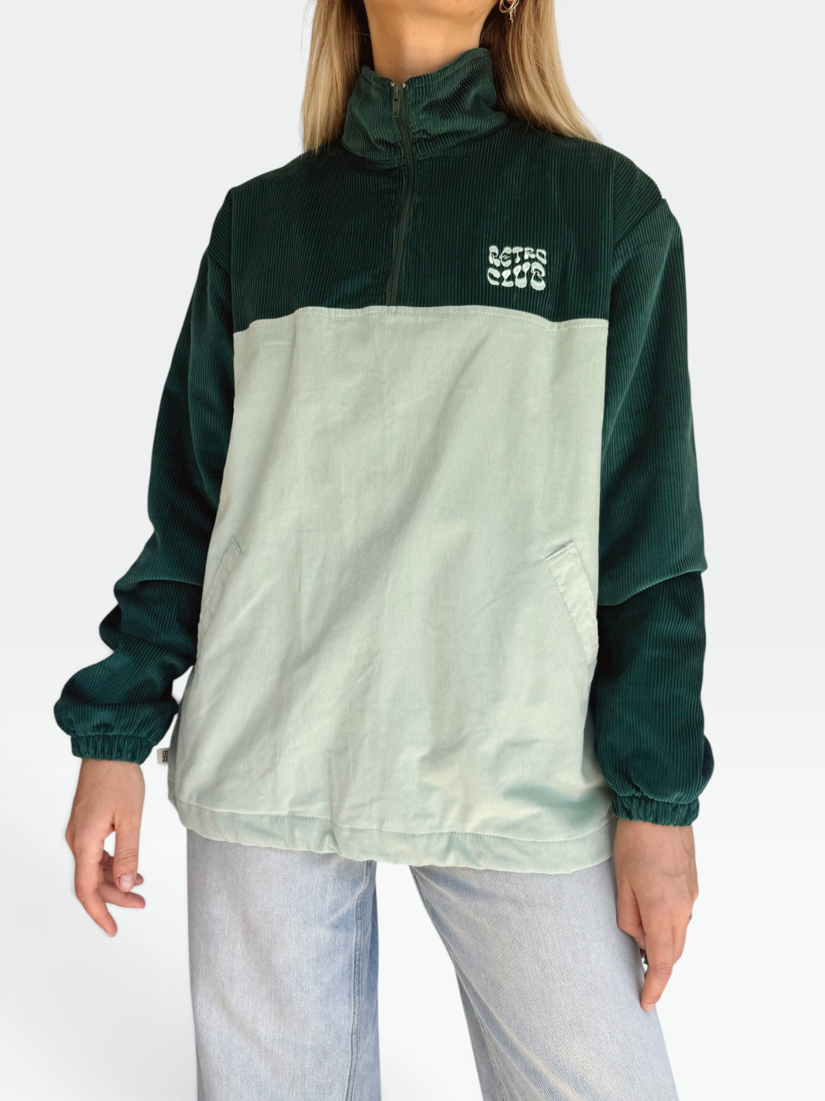 Dawn Corduroy Quarter-Zip (Teal)
