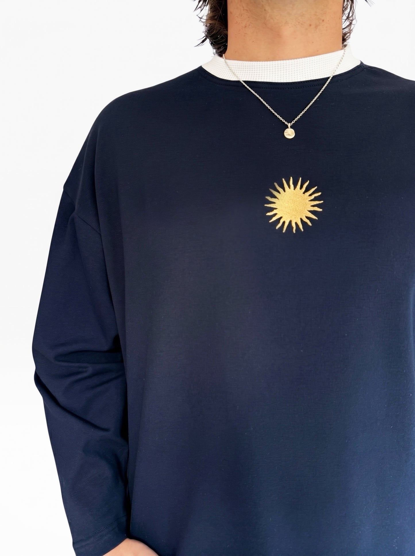 Unisex Sunburst Long Tee (Navy)