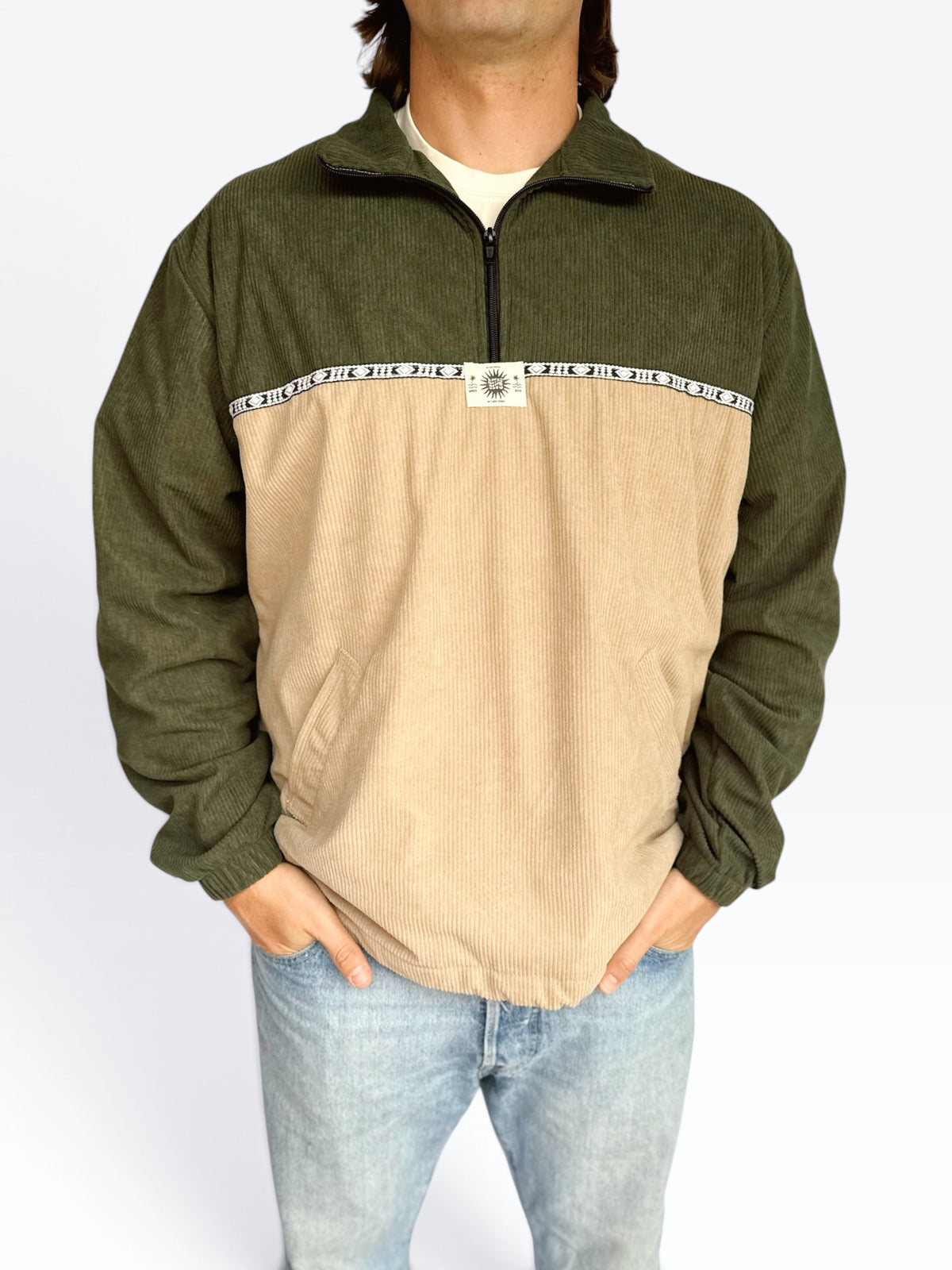 Dusk Corduroy Quarter-Zip (Khaki)