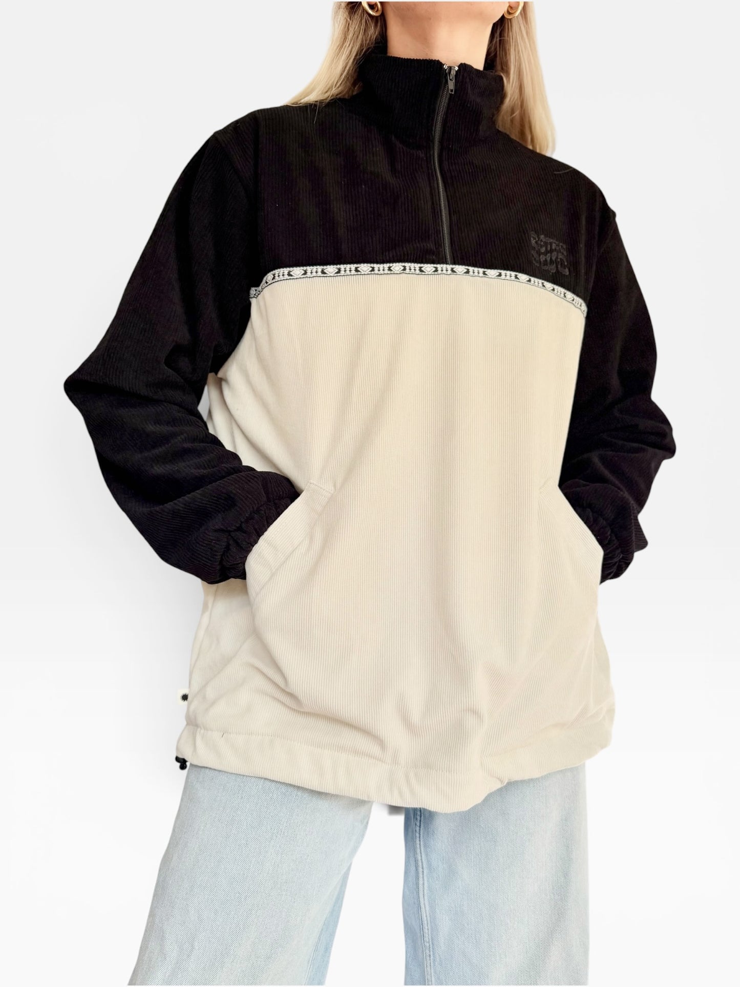LIMITED EDITION: Dawn Corduroy Quarter-zip (Black Polar Fleece)