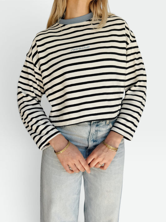 Unisex Crop Stripe Longsleeve Tee