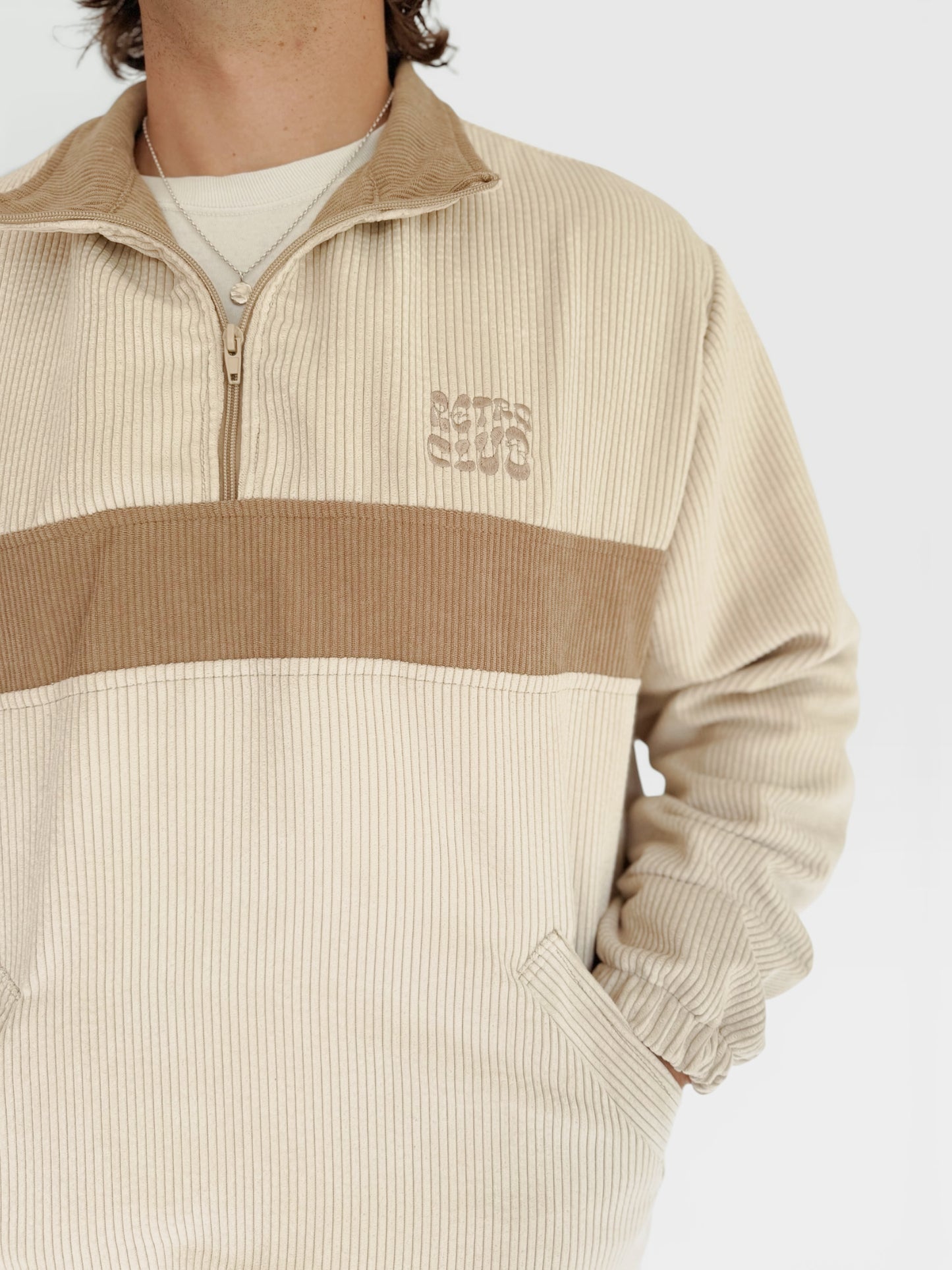 Retro Quarter-zip (Ivory & Beige)