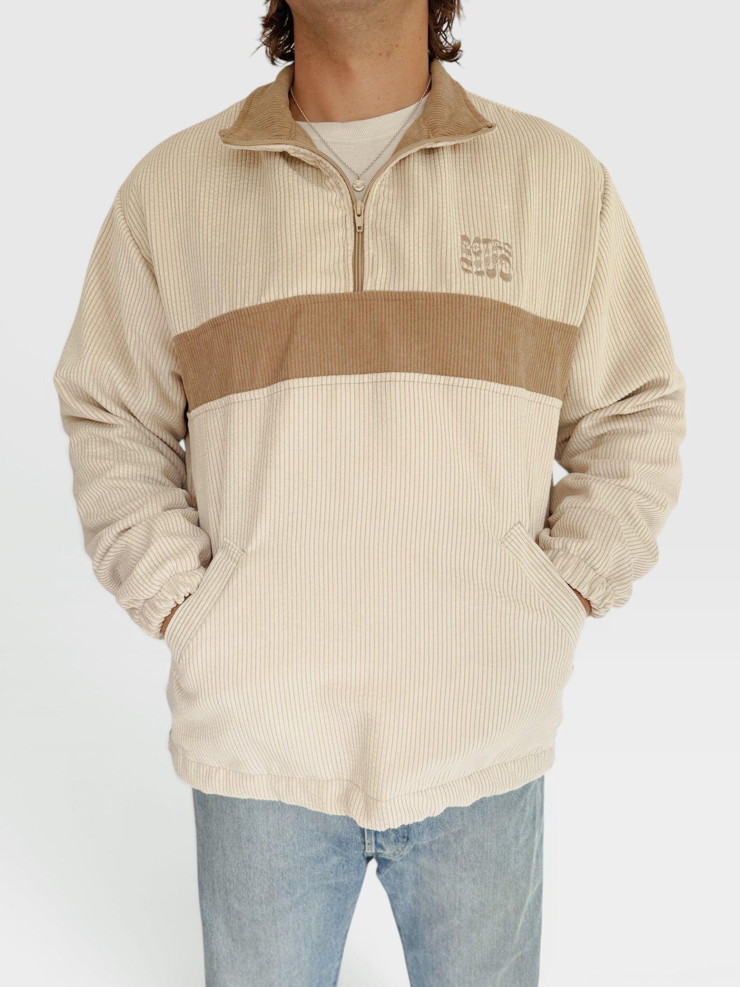 Retro Quarter-zip (Ivory & Beige)