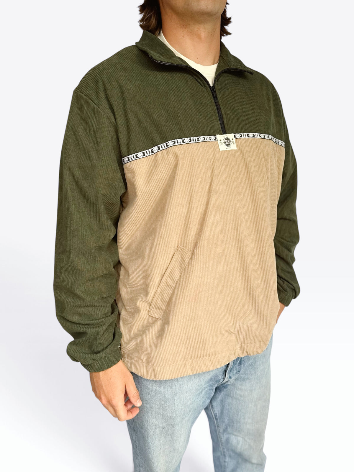 Dusk Corduroy Quarter-Zip (Khaki)