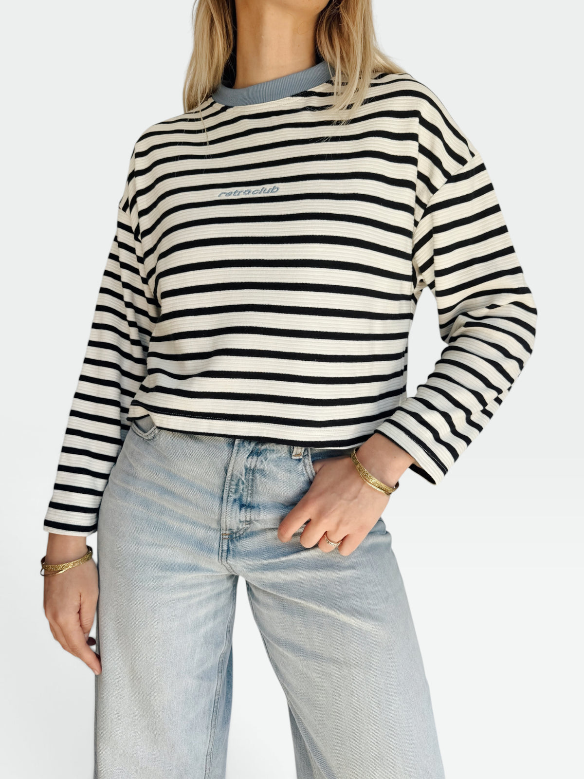 Unisex Crop Stripe Longsleeve Tee