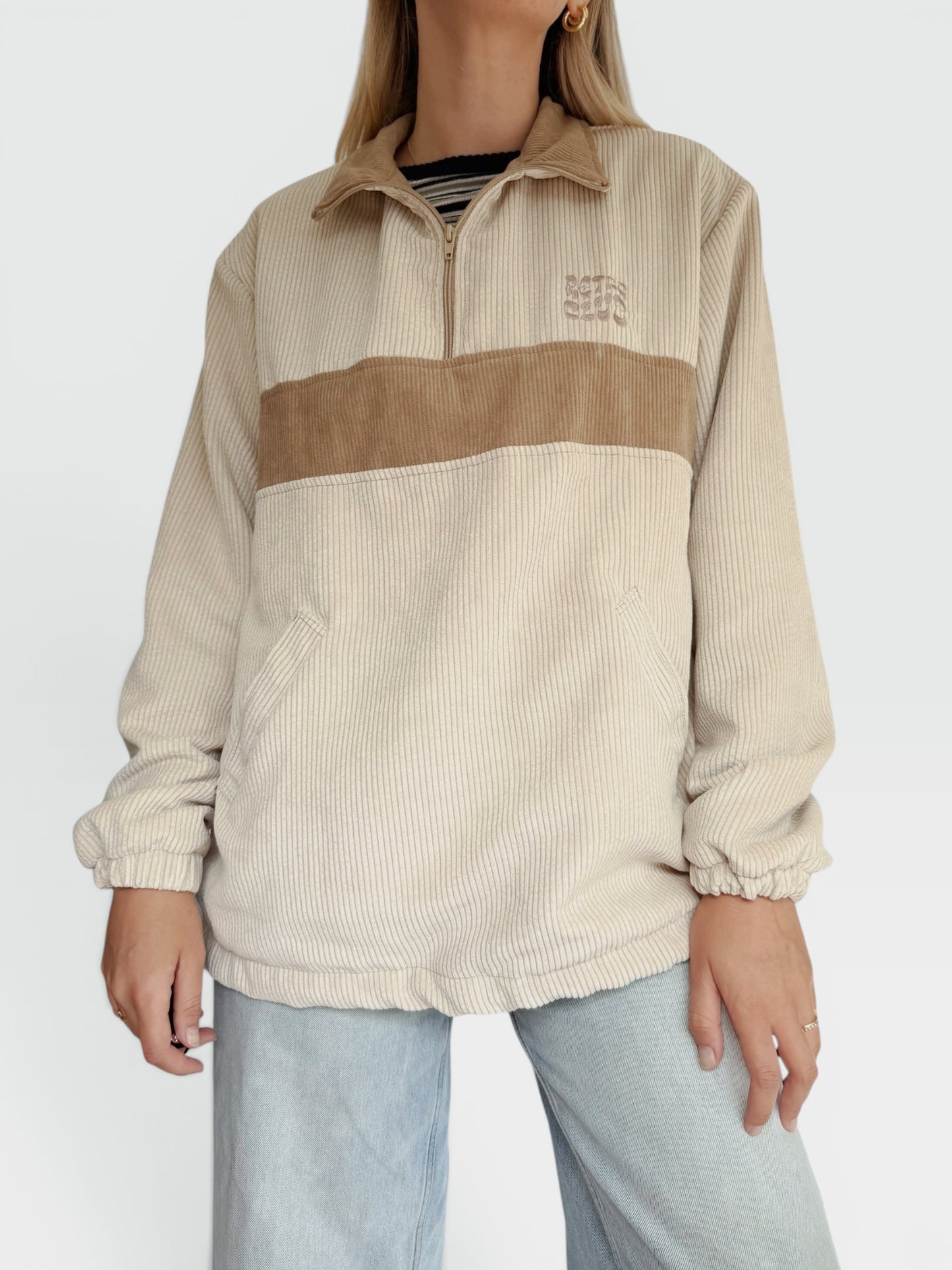 Retro Quarter-zip (Ivory & Beige)