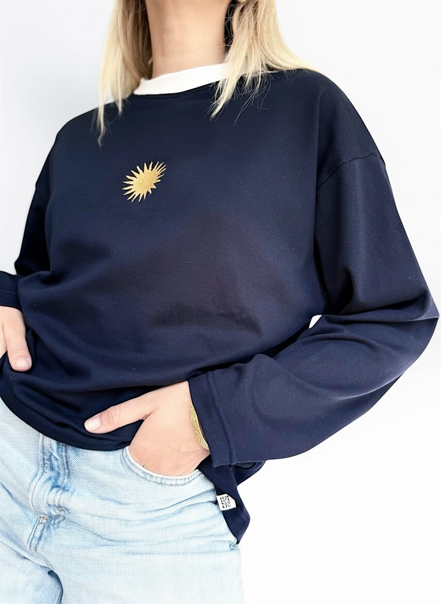 Unisex Sunburst Long Tee (Navy)
