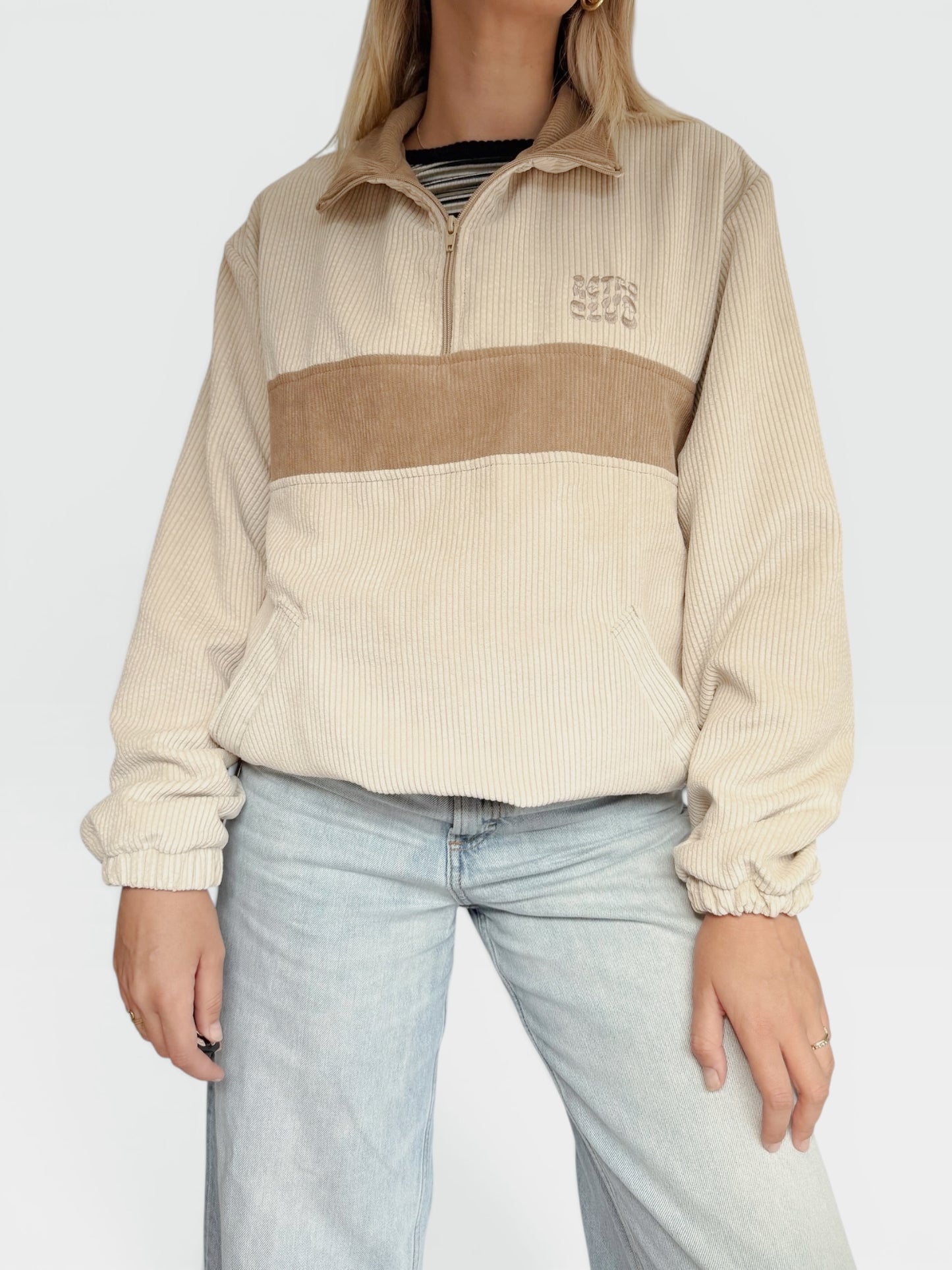 Retro Quarter-zip (Ivory & Beige)