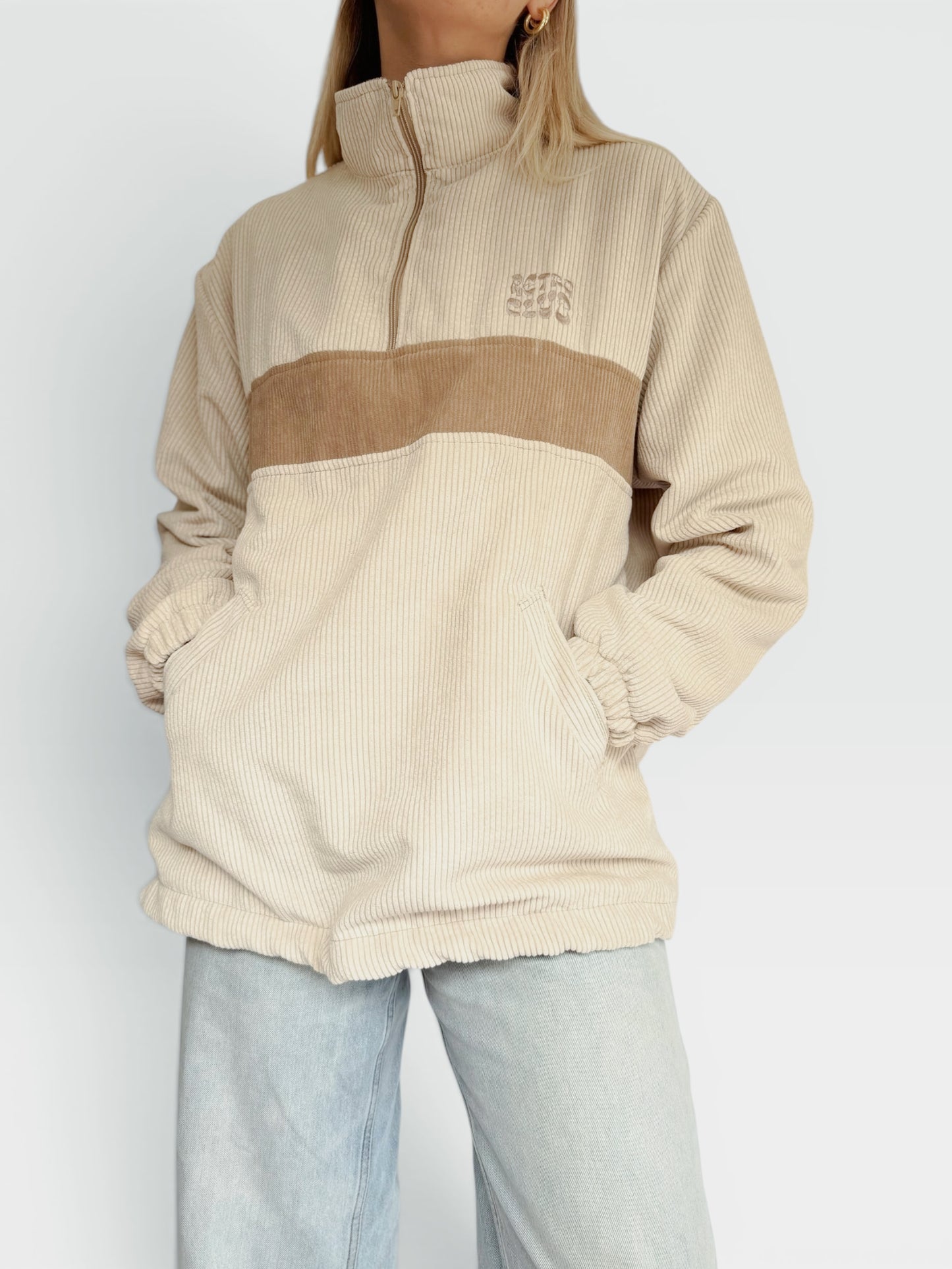 Retro Quarter-zip (Ivory & Beige)