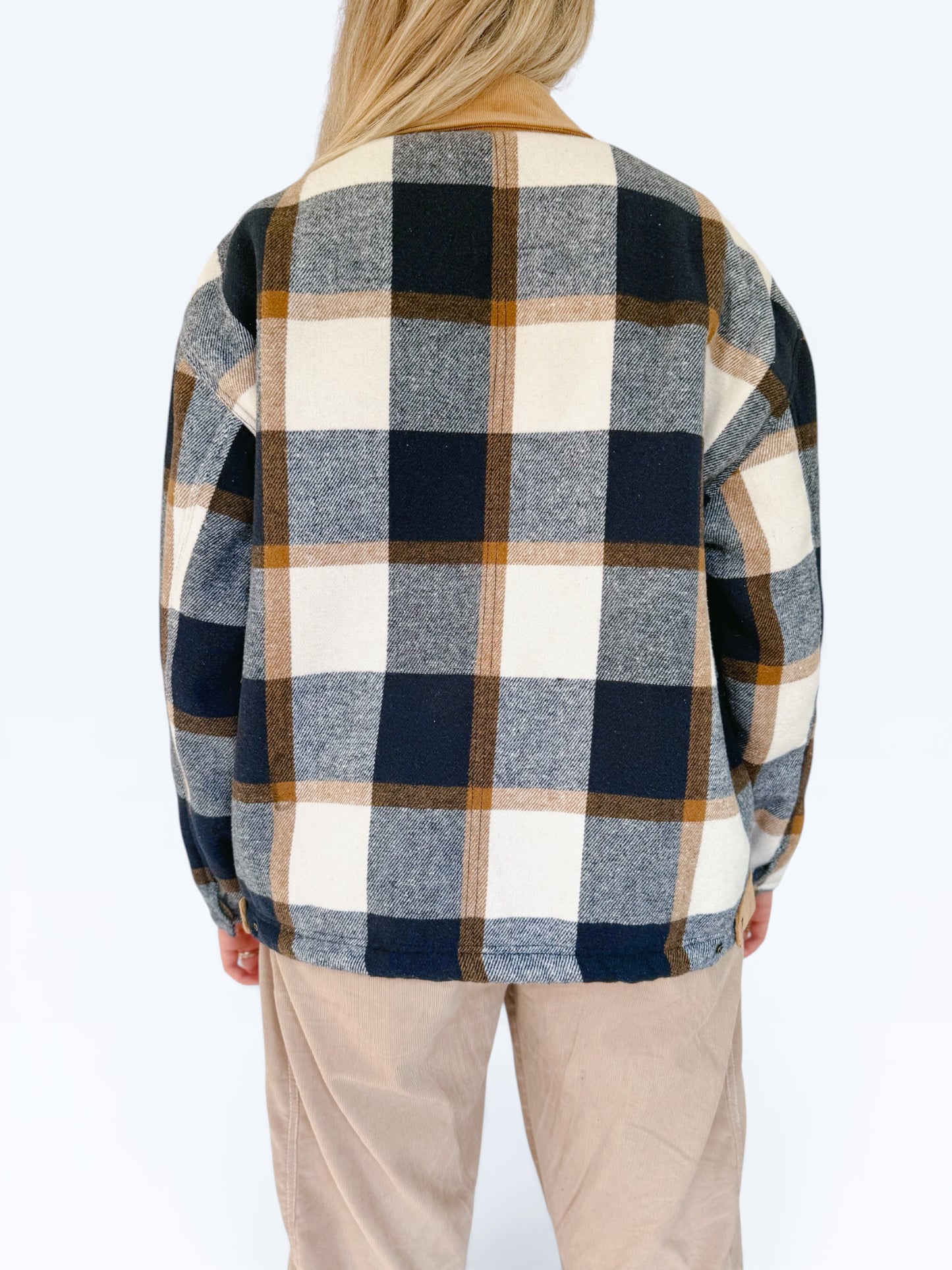 Workers Jacket (Navy Plaid Sherpa)