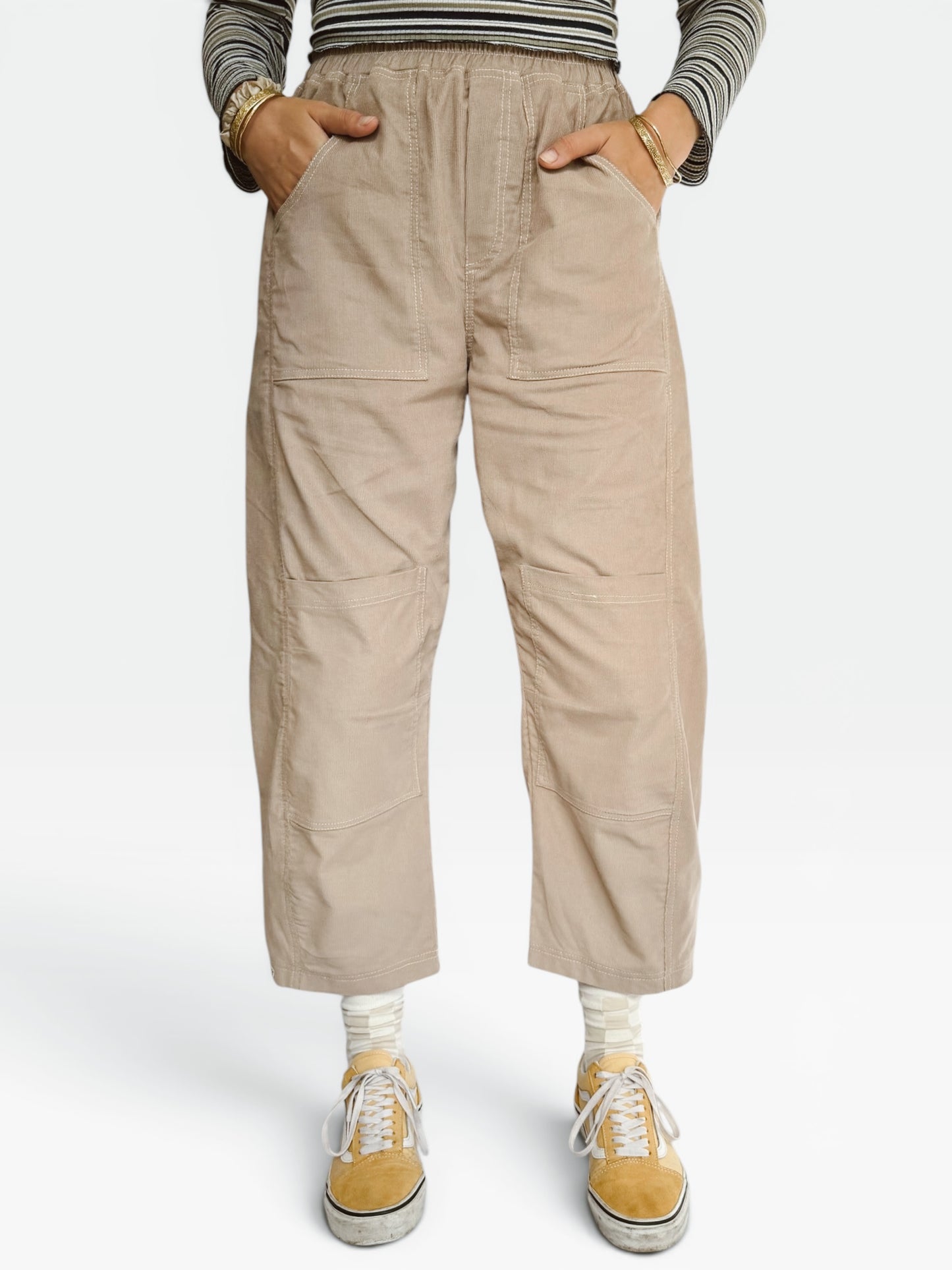 Women's Barrel Leg Corduroy Pants