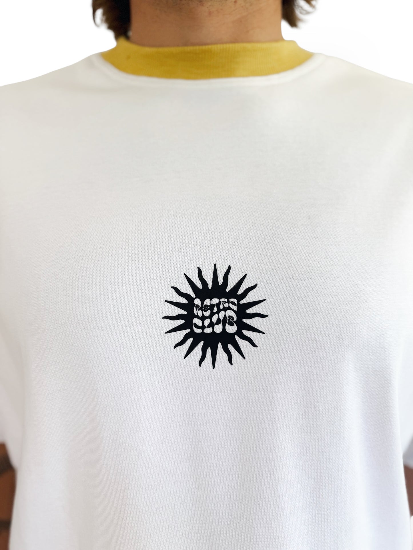 RC Sun - Unisex Short White Tee (Mustard Crew)