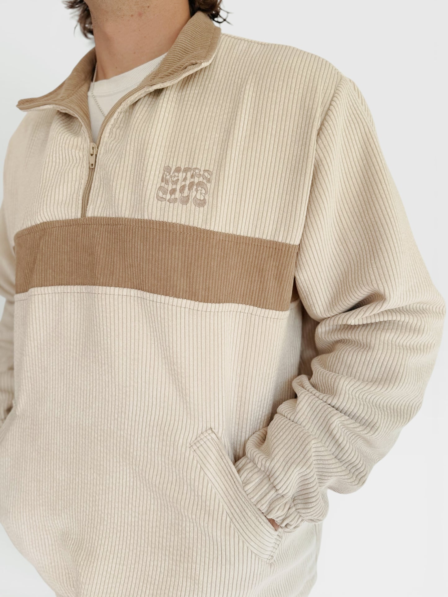 Retro Quarter-zip (Ivory & Beige)