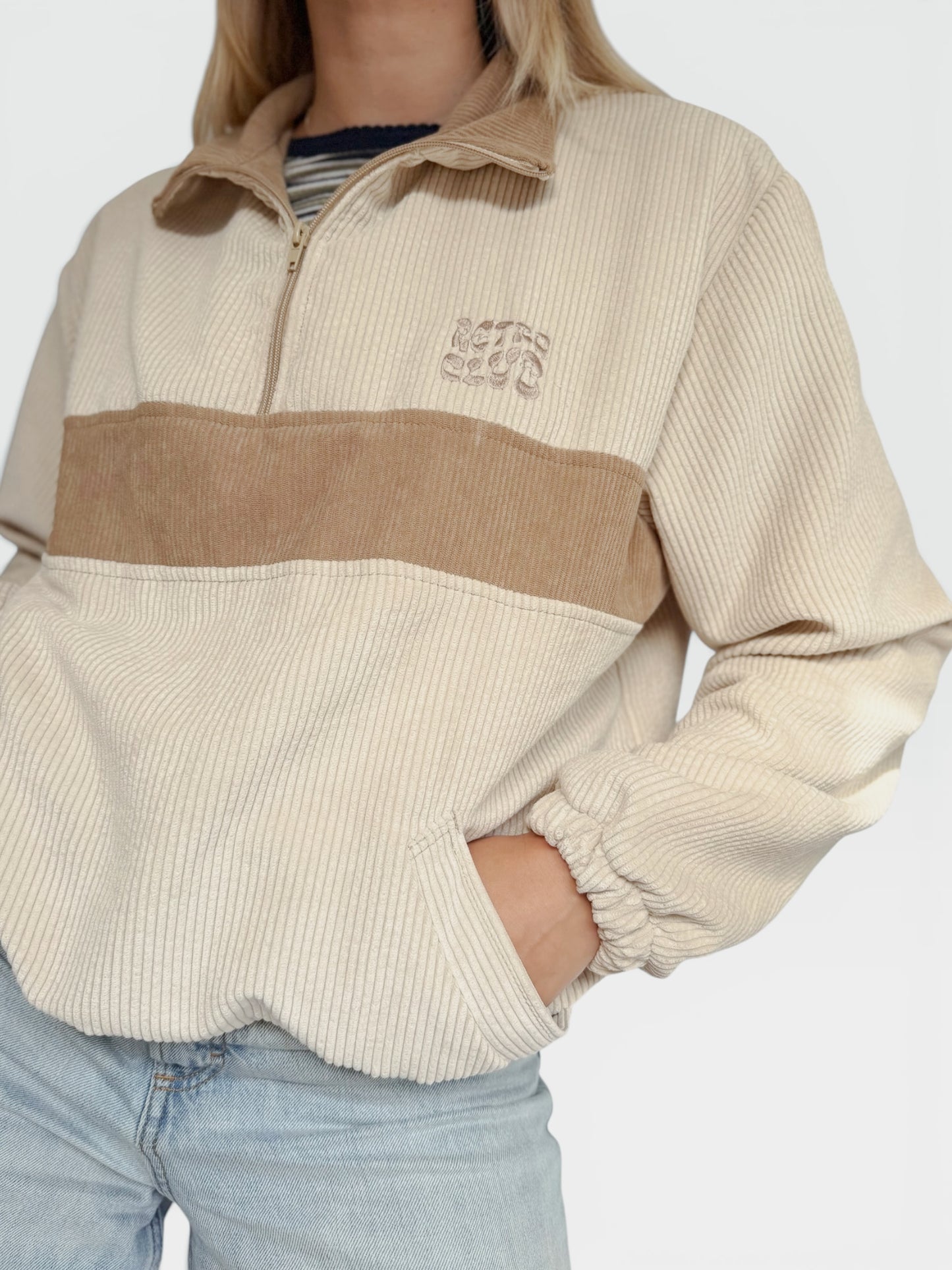 Retro Quarter-zip (Ivory & Beige)