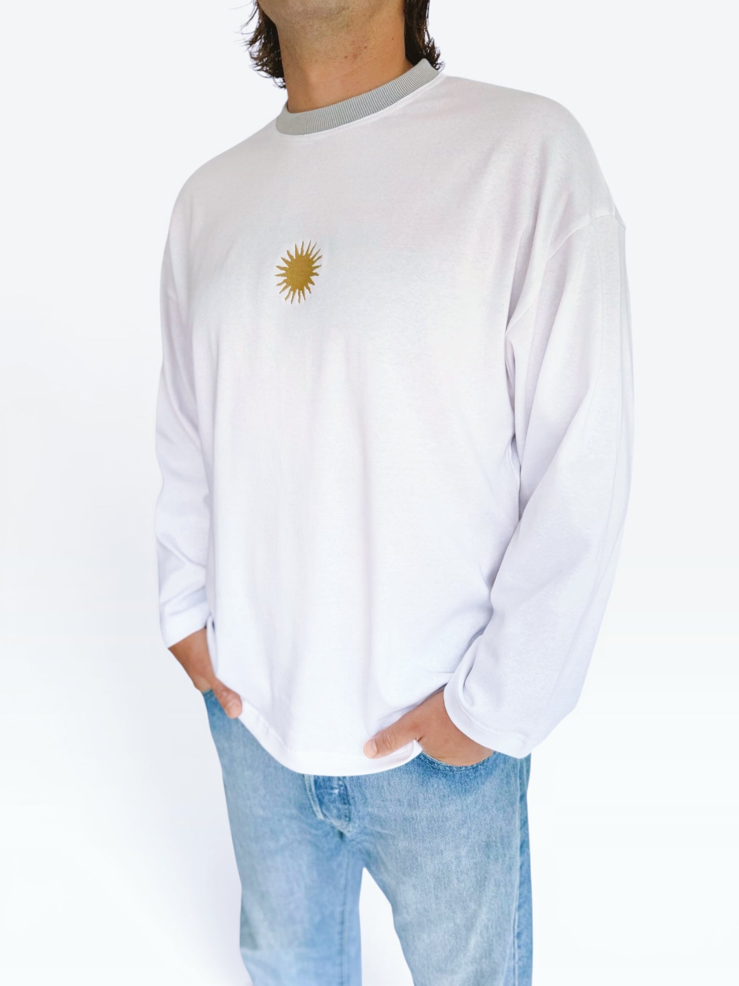 Unisex Sunburst Long Tee (Grey)