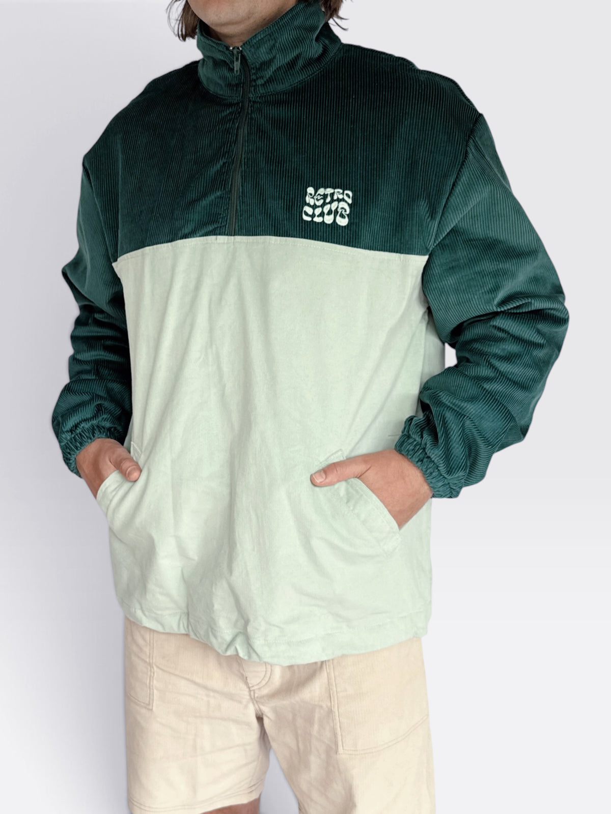 Dawn Corduroy Quarter-Zip (Teal)