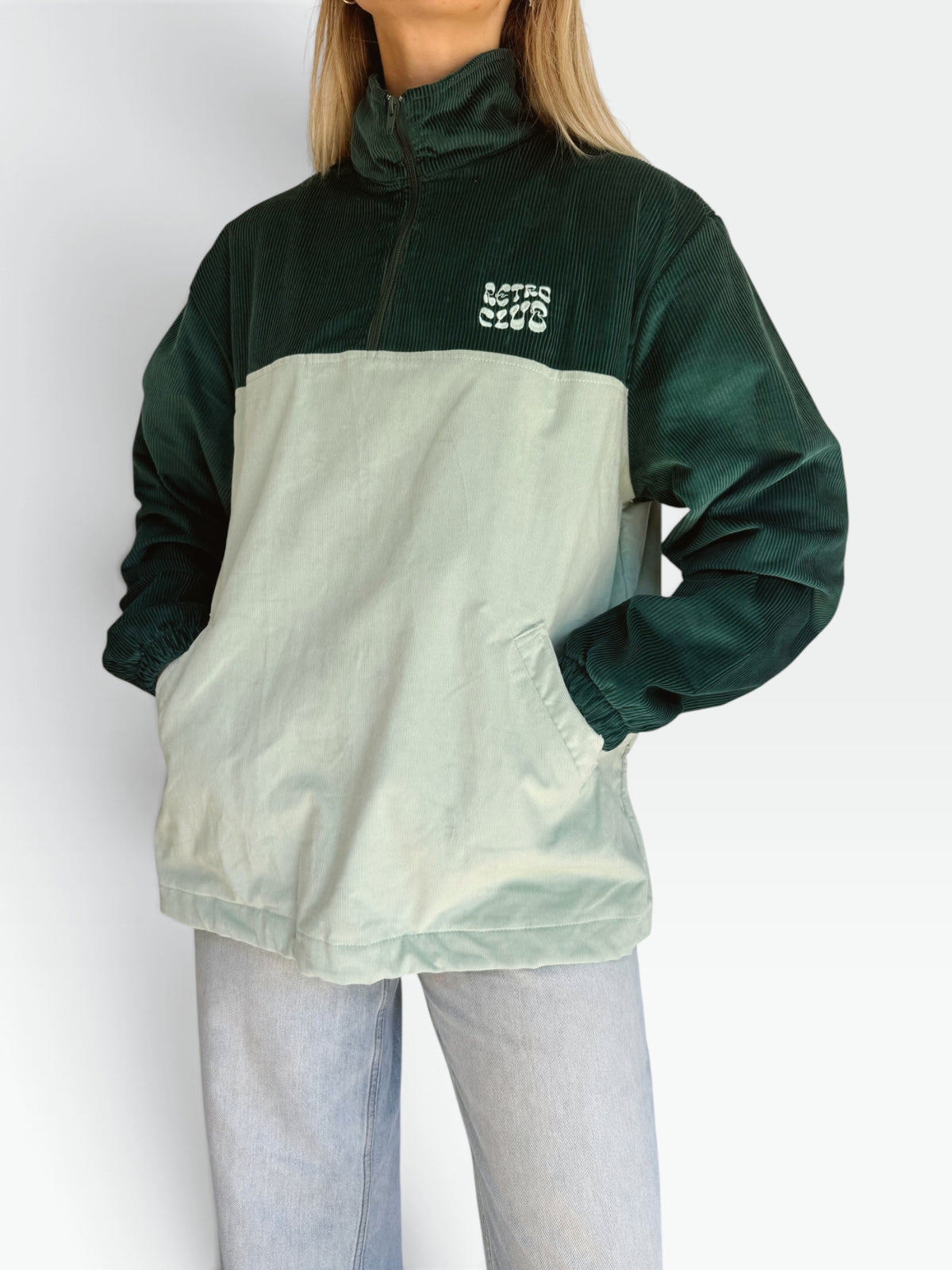 Dawn Corduroy Quarter-Zip (Teal)