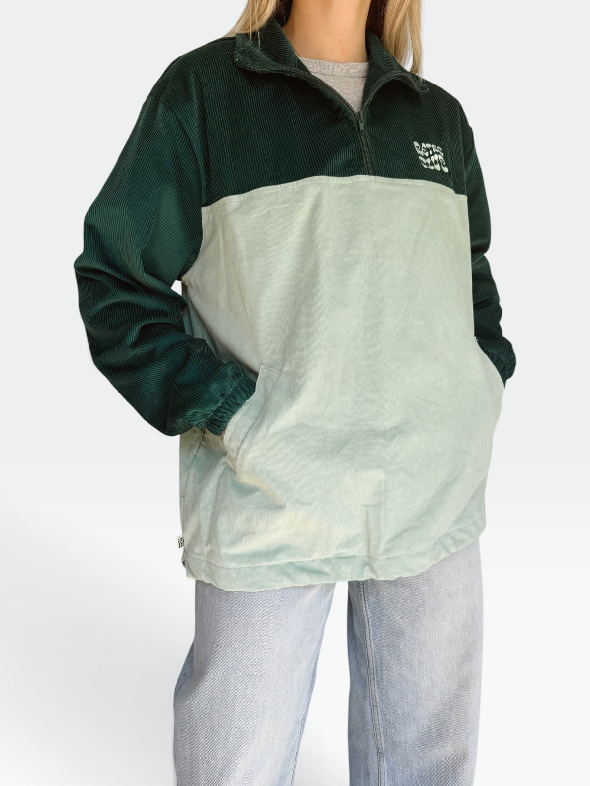 Dawn Corduroy Quarter-Zip (Teal)