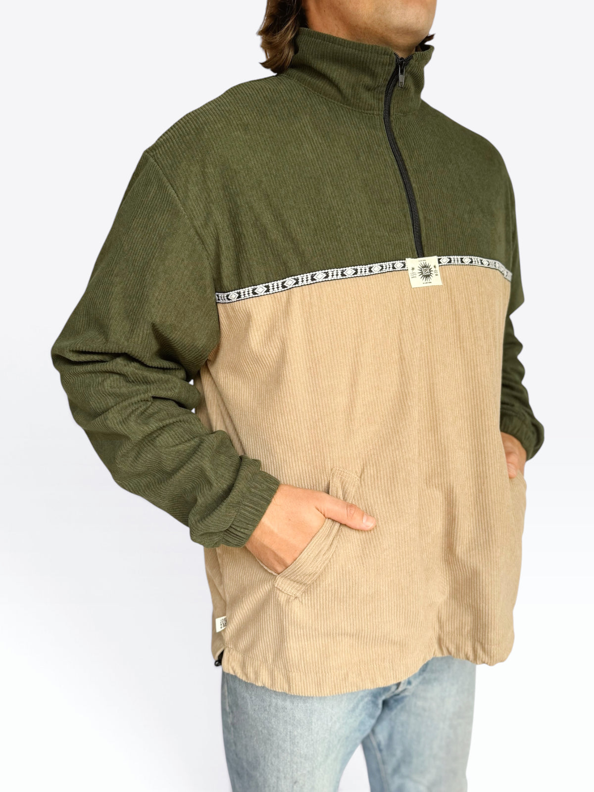 Dusk Corduroy Quarter-Zip (Khaki)
