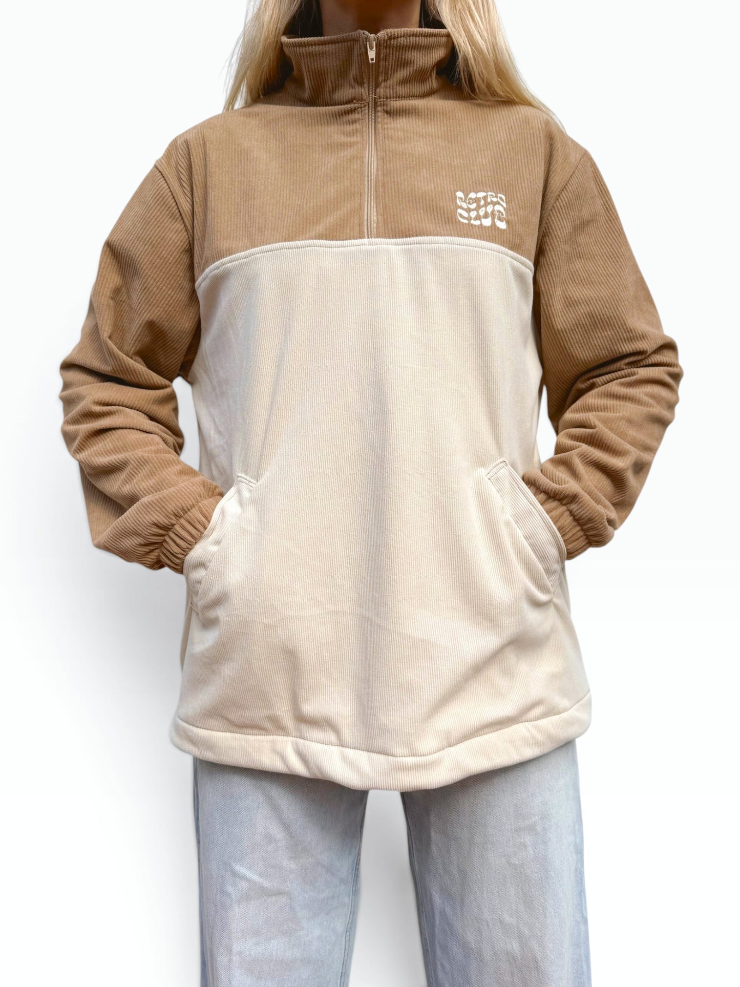 LIMITED EDITION: Dawn Corduroy Quarter-zip (Beige Polar Fleece)